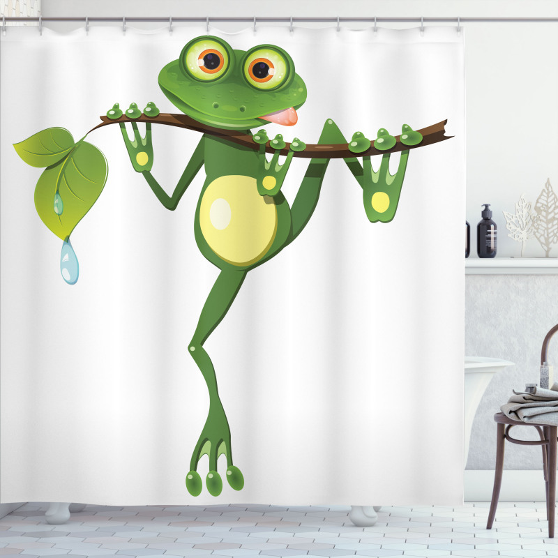 Frog on Branch Jungle Shower Curtain