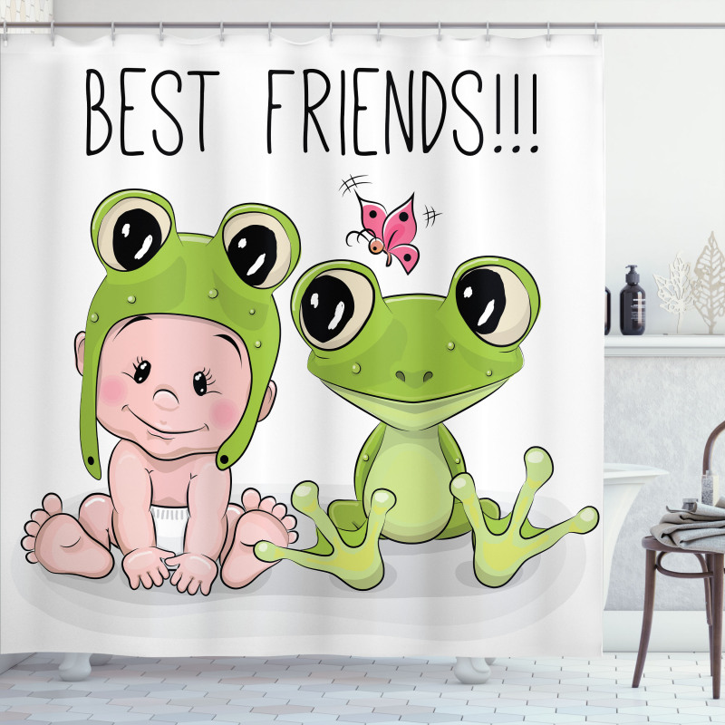 Baby Frog Love Friends Shower Curtain