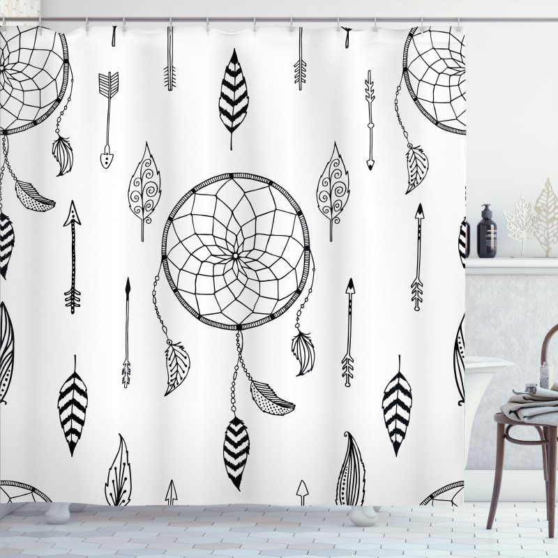 Folk Feathers Arrow Shower Curtain