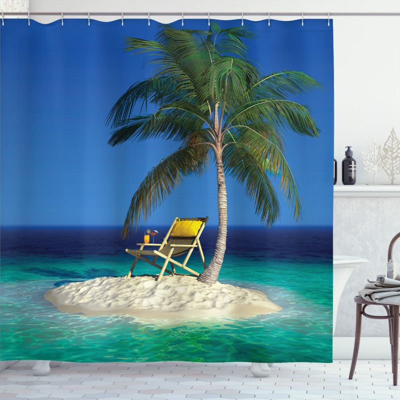 Chair Under a Palm Tree Shower Curtain