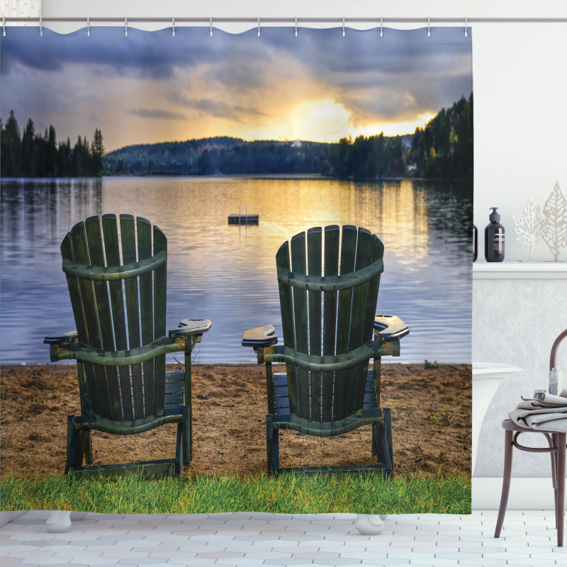 Lakeside at Sunset Park Shower Curtain