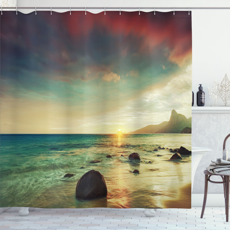 Dramatic Sunrise Tropical Shower Curtain
