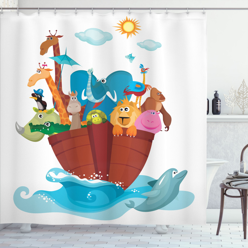 Old Ark with Animals Shower Curtain