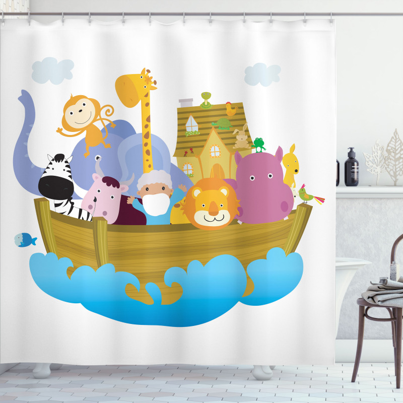 Boat Journey Cartoon Shower Curtain