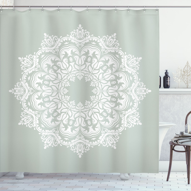 Damask Floral Motifs Shower Curtain