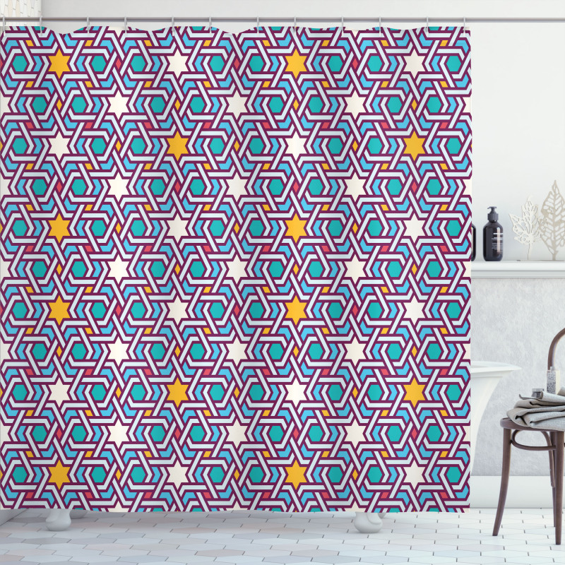 Geometric Stars Lines Shower Curtain