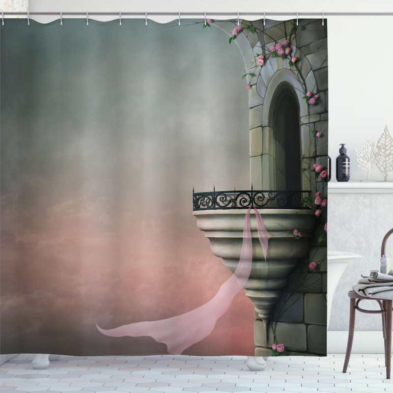 Old Medieval Tower Rose Shower Curtain