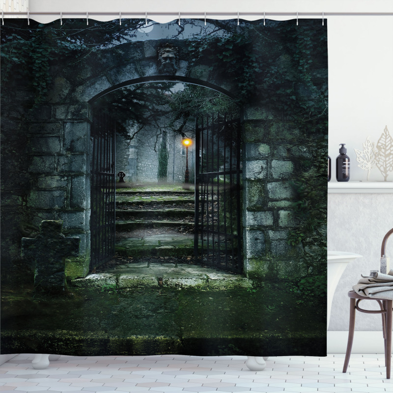Dark Haunted Castle Shower Curtain