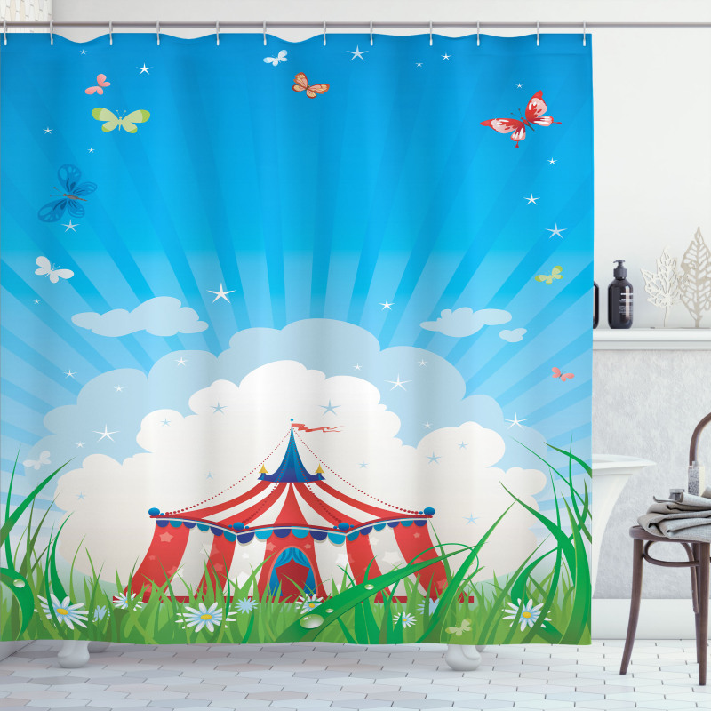 Circus Tent with Clouds Shower Curtain