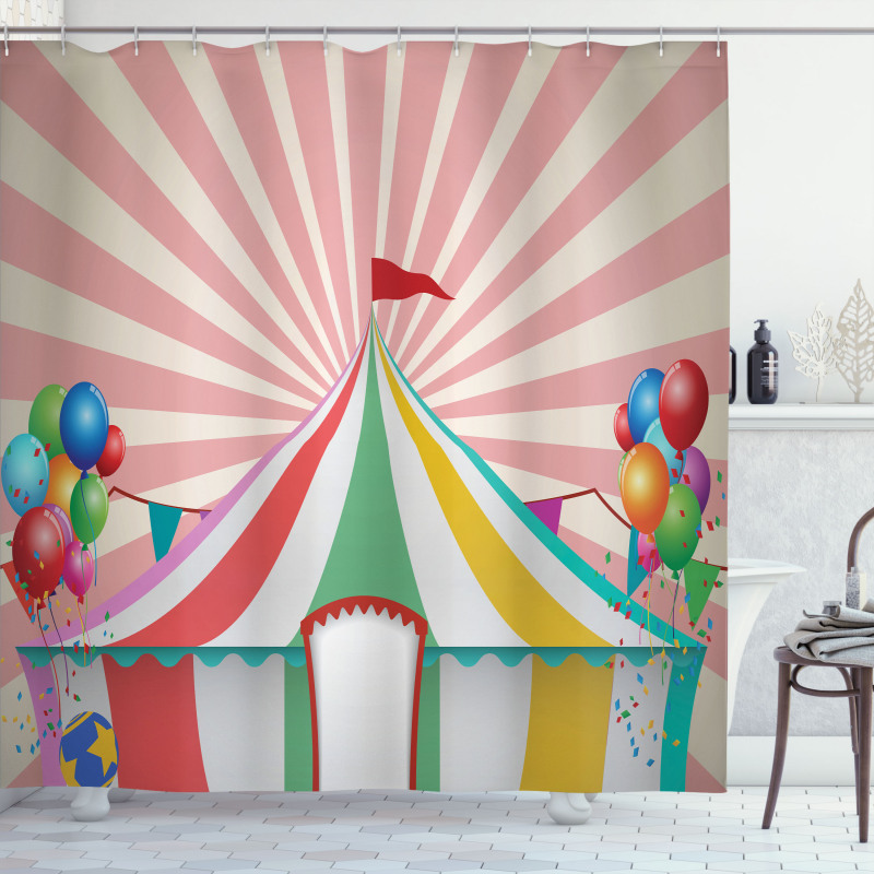 Vintage Circus Balloons Shower Curtain