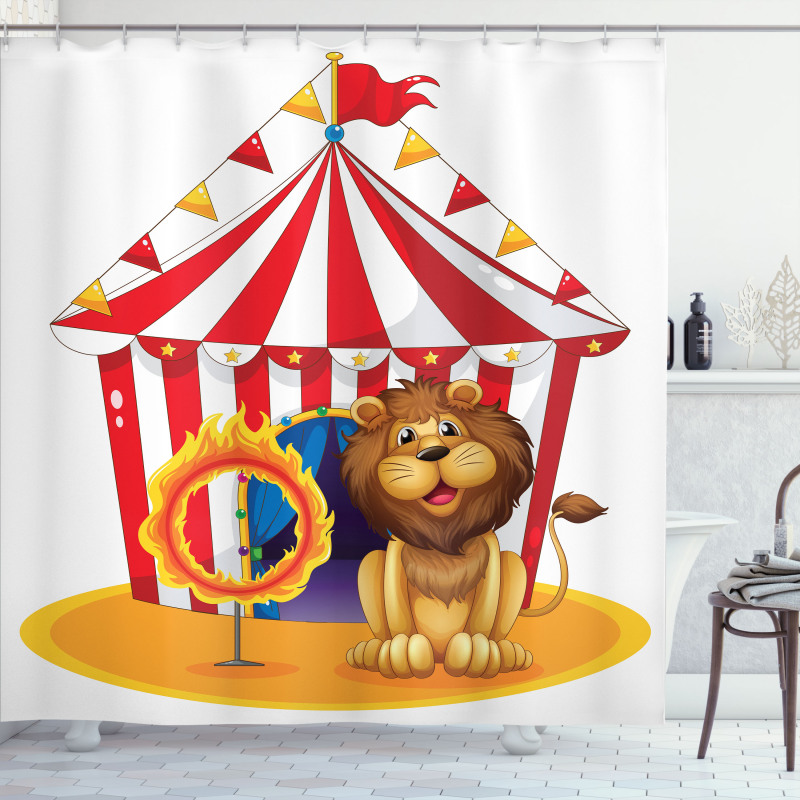 Fire Hoop Circus Tent Shower Curtain