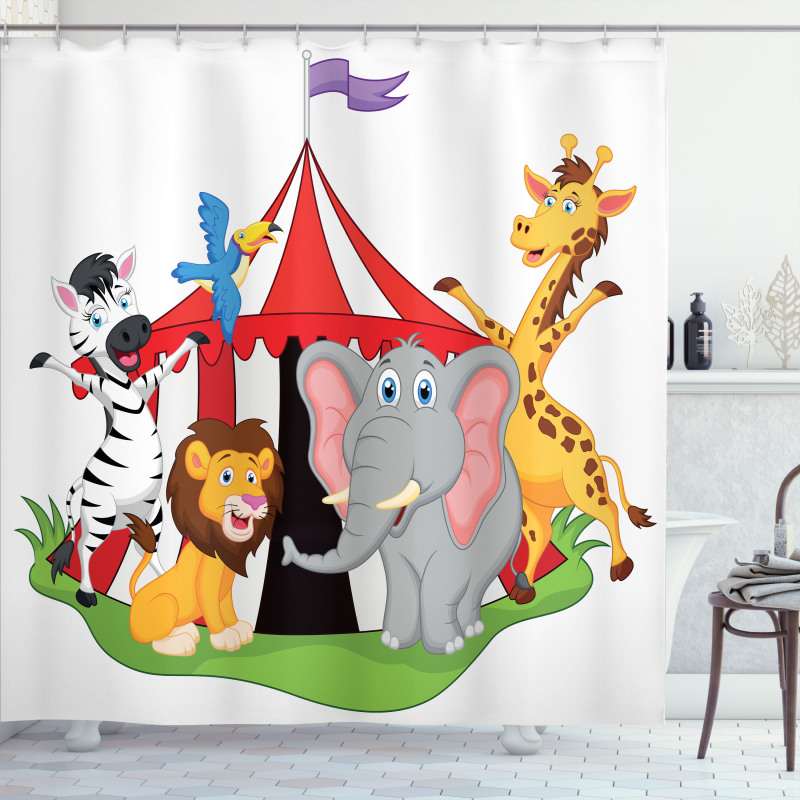 Circus Tent Giraffe Mime Shower Curtain