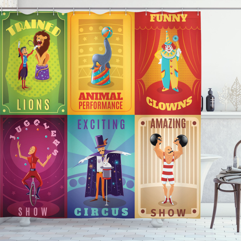 Retro Circus Animals Shower Curtain