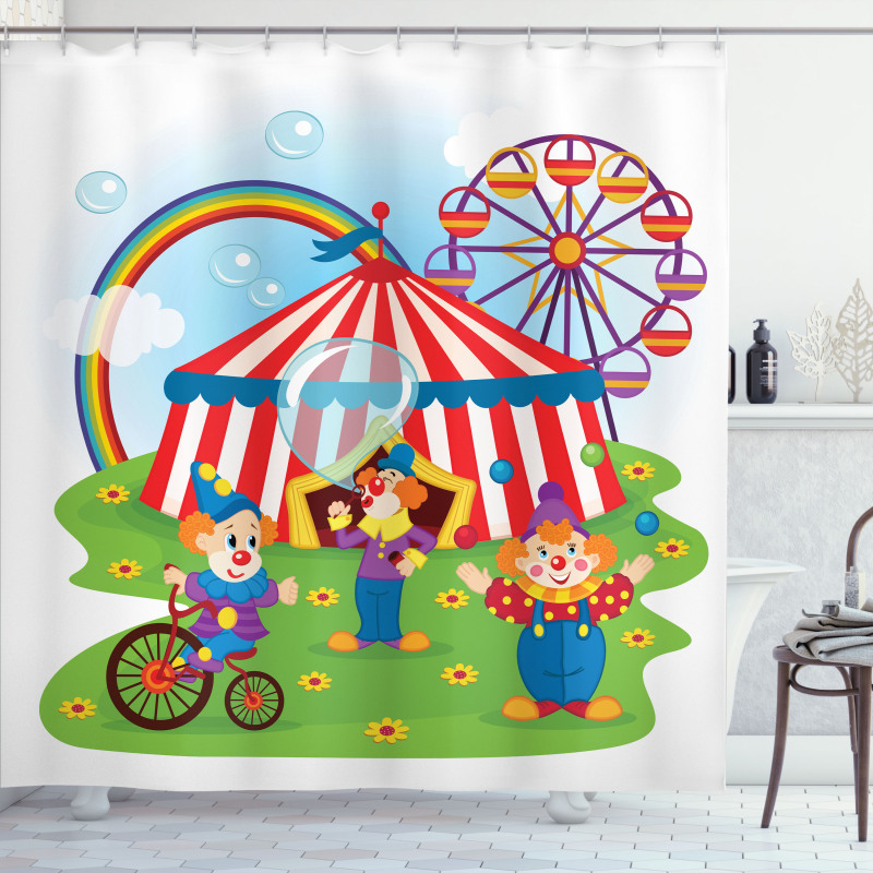Fun Circus Scene Clowns Shower Curtain