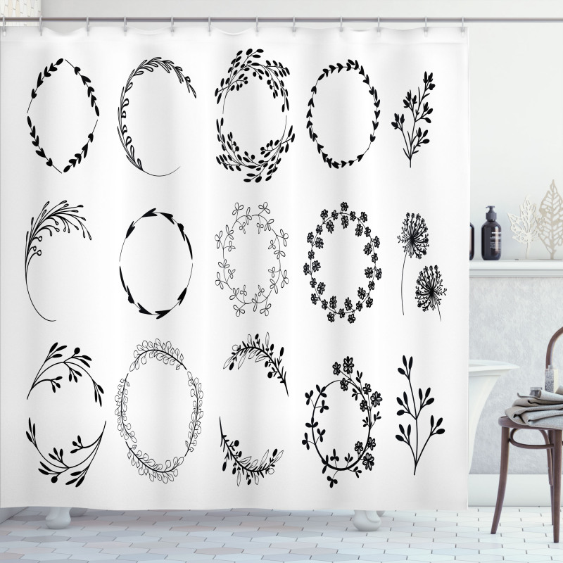 Rustic Boho Branch Wreaths Shower Curtain