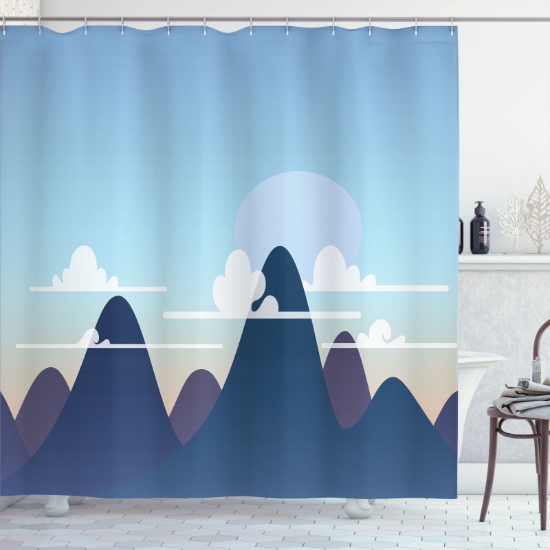 Pastel Mountains and Clouds Shower Curtain