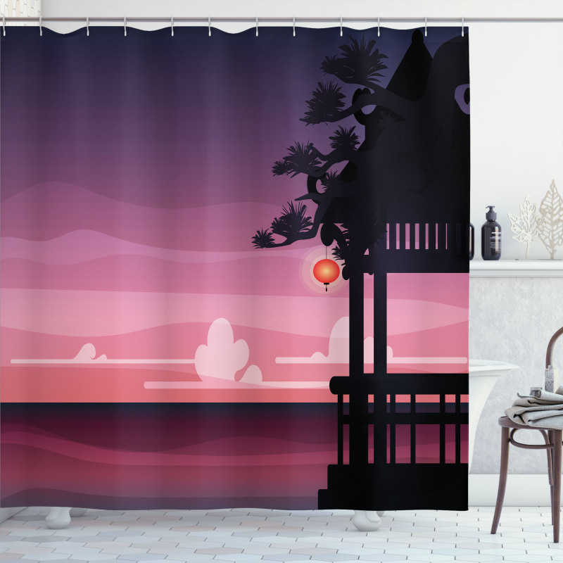 Ethnic Asian Pavilion Sunset Shower Curtain