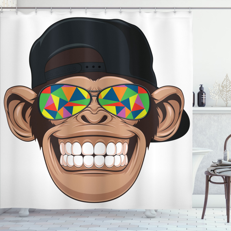 Hipster Monkey Glasses Shower Curtain