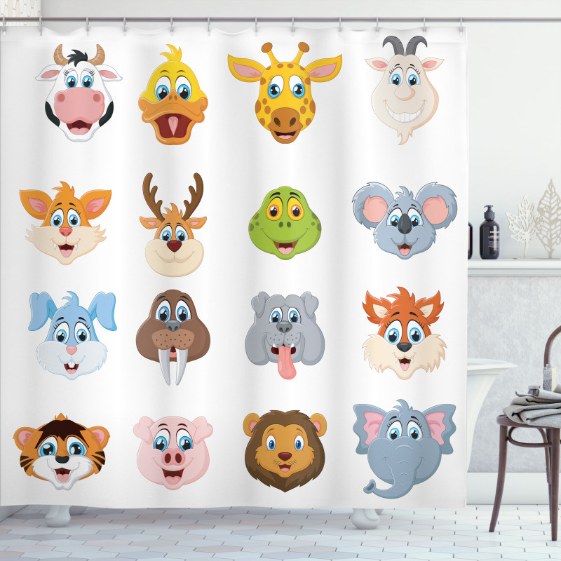 Comic Koala Fox Faces Shower Curtain