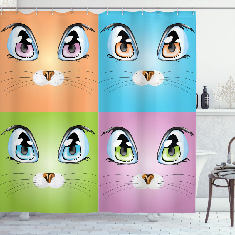 Colorful Animal Kitten Shower Curtain