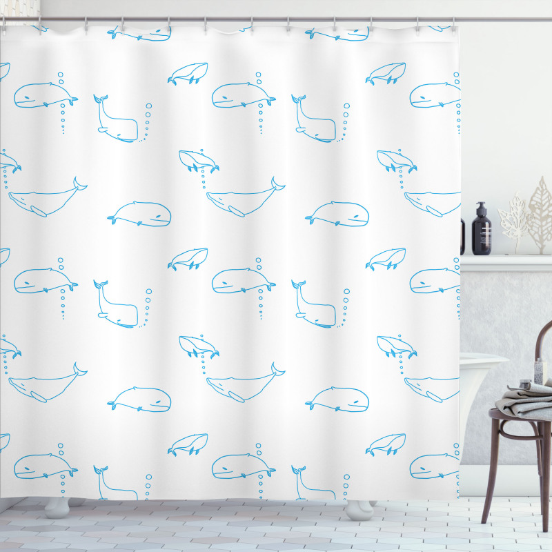 Simple Drawing Mammal Fish Shower Curtain