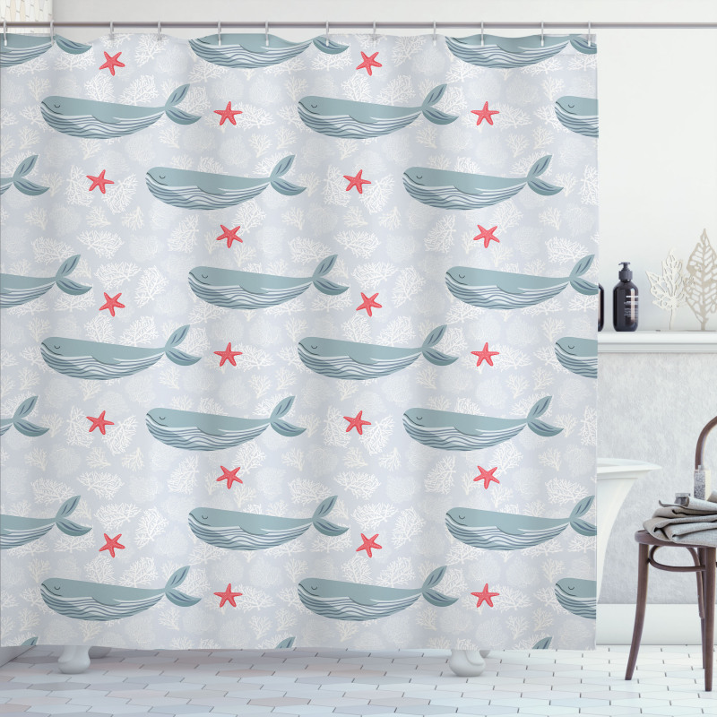 Mammal and Starfish Corals Shower Curtain