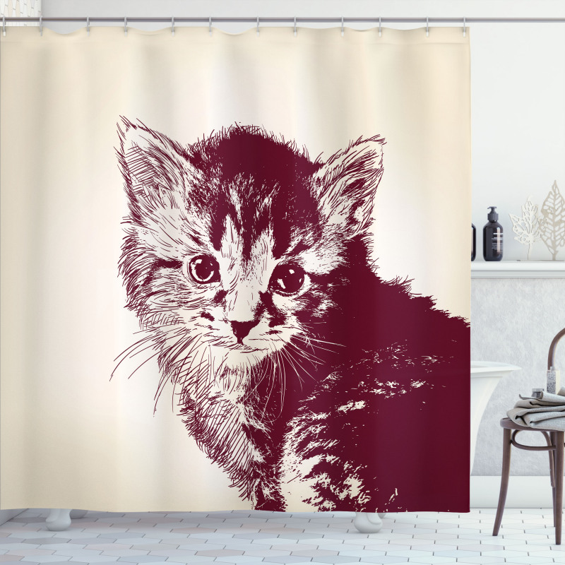 Grunge Retro Kitty Cat Shower Curtain