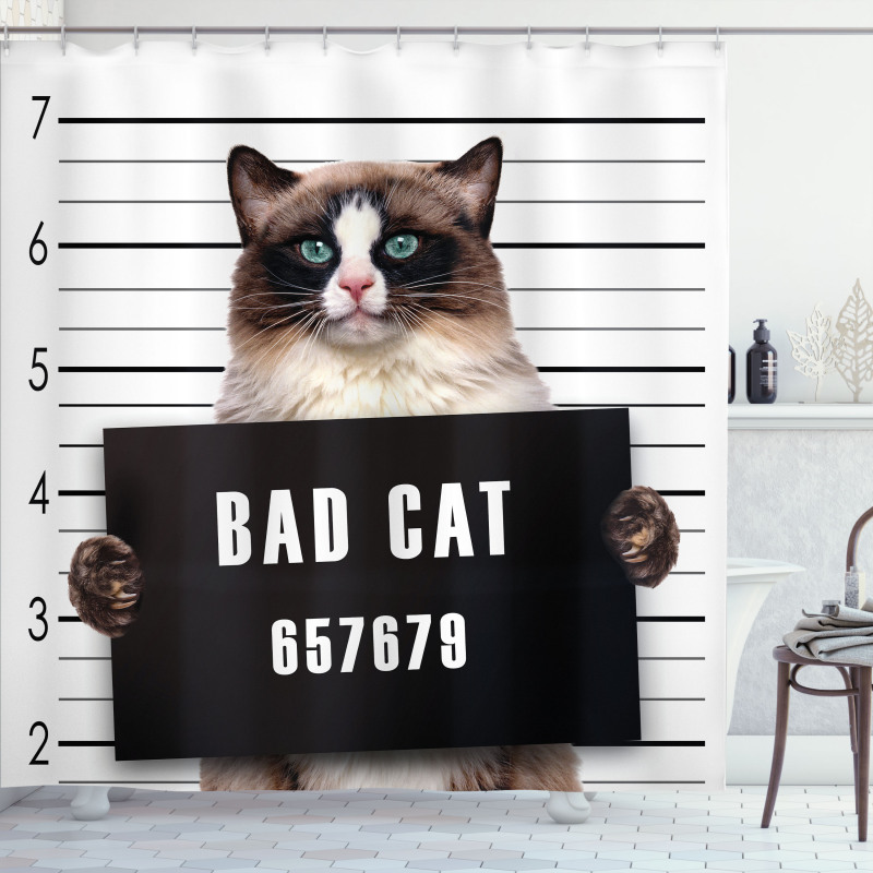 Jail Kitty Under Arrest Shower Curtain