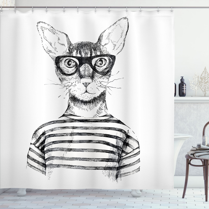 Hipster New Age Cat Shower Curtain