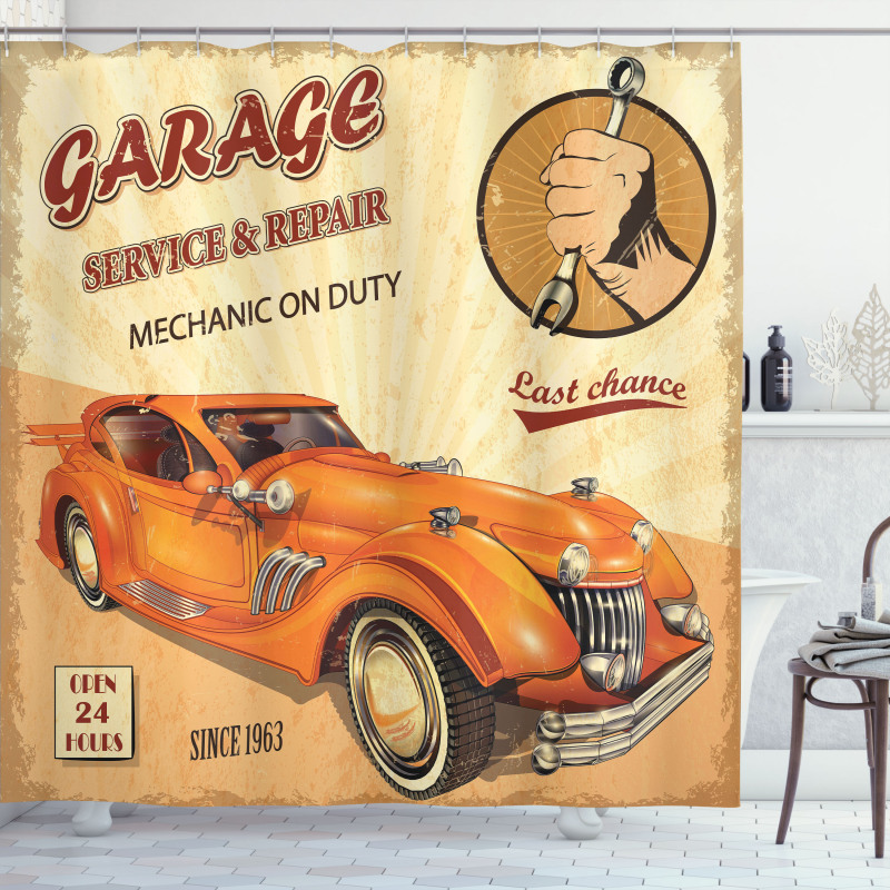 Engine and Mechanic Sign Shower Curtain