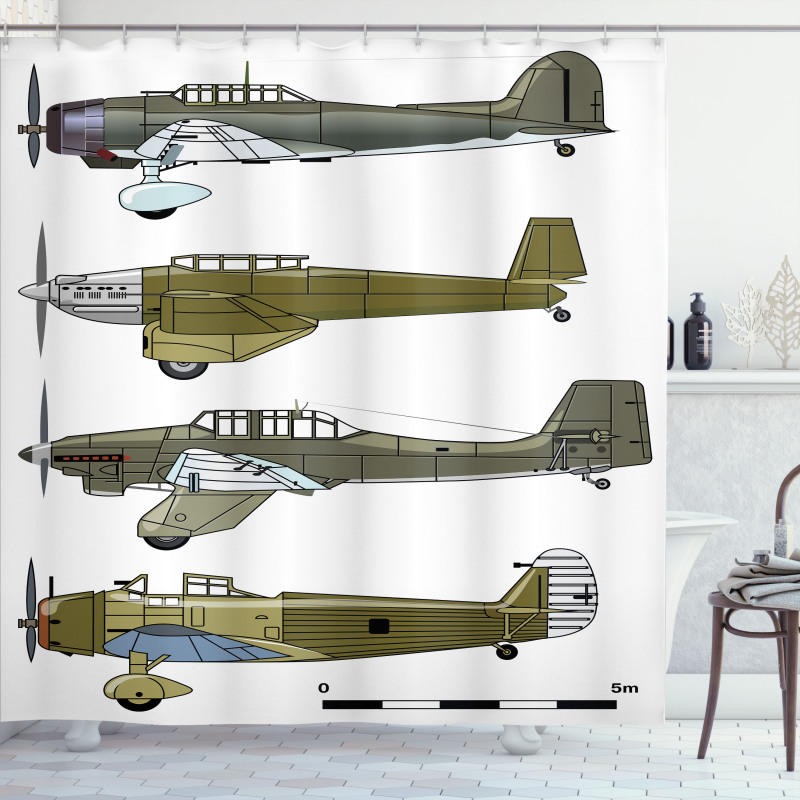 Old Dive Planes Jets Shower Curtain