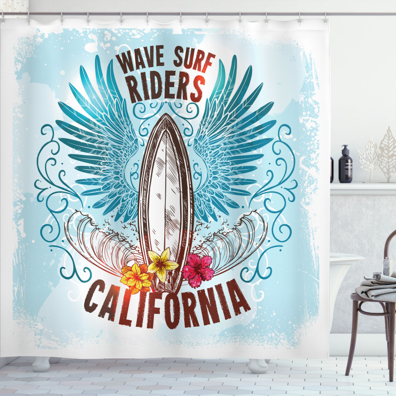 Sketchy Flowers Birds Shower Curtain