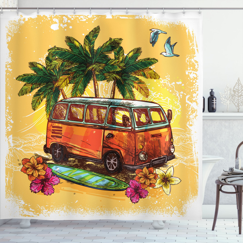 Hippie Old Exotic Bus Shower Curtain