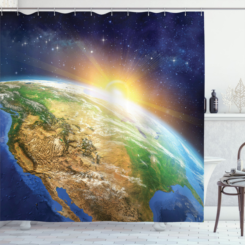 View of Sunrise Planet Shower Curtain