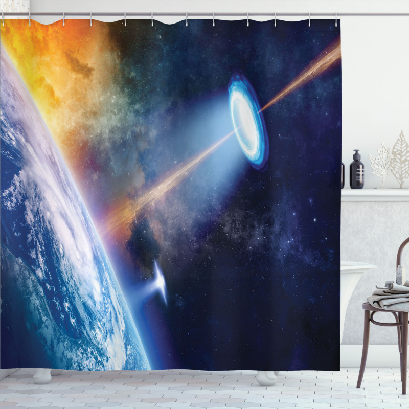 UFO on Earth Sci-Fi Shower Curtain