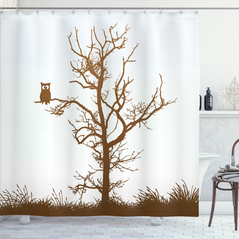 Owl Autumn Tree Branch Shower Curtain