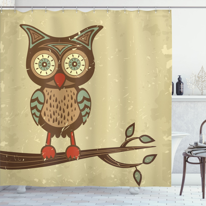 Owl Sitting on Branch Shower Curtain