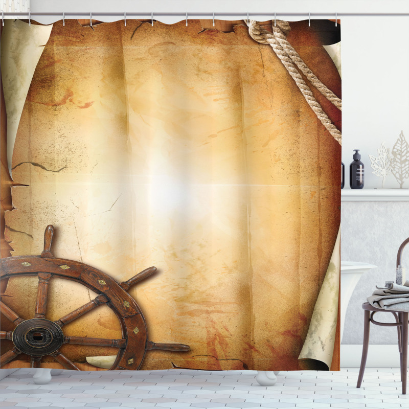 Old Paper Effect Wheel Shower Curtain