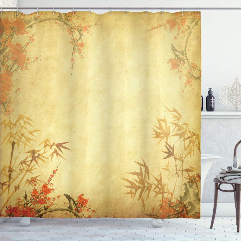 Bamboo Stems and Blooms Shower Curtain