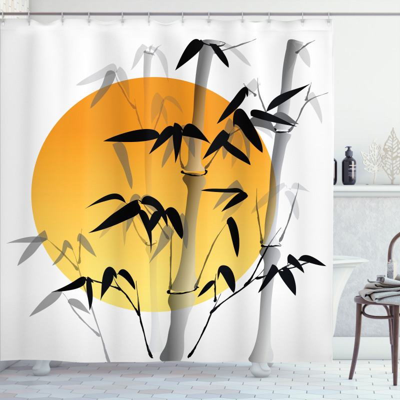 Bamboos Across the Sun Shower Curtain