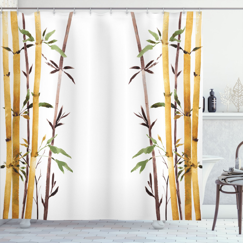 Hand Drawn Bamboos Leaf Shower Curtain