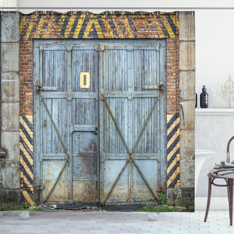 Aged Wooden Factory Shower Curtain