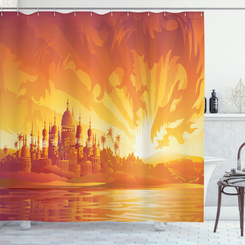 Orange City Sky Palace Shower Curtain