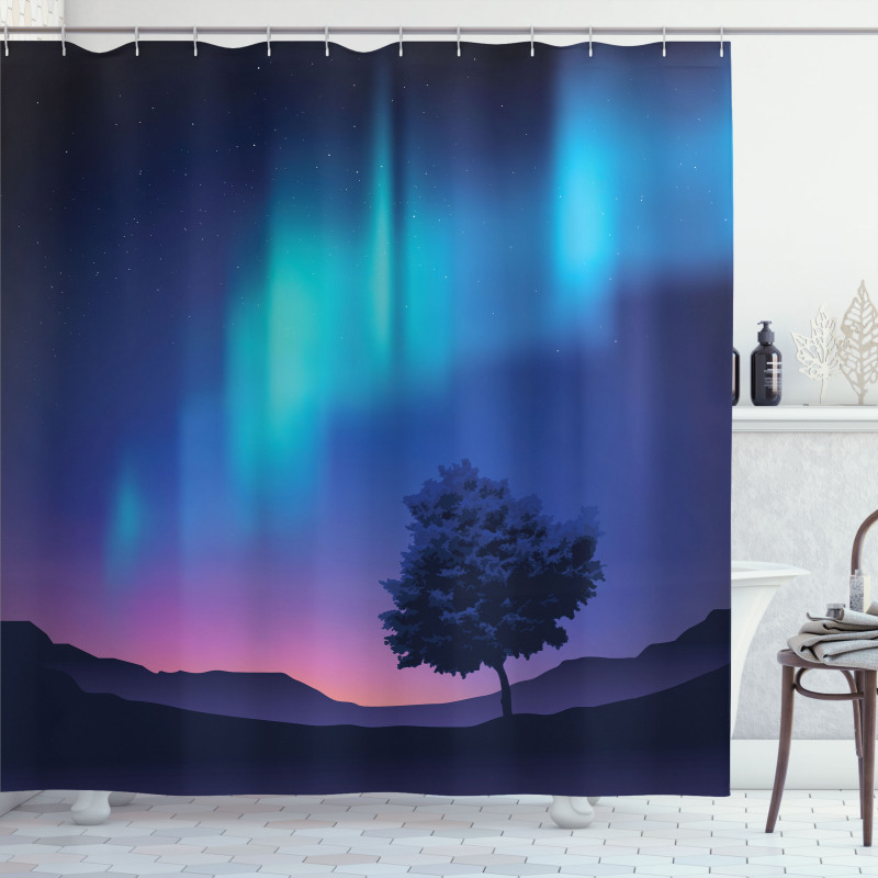 Aurora Borealis Tree Shower Curtain