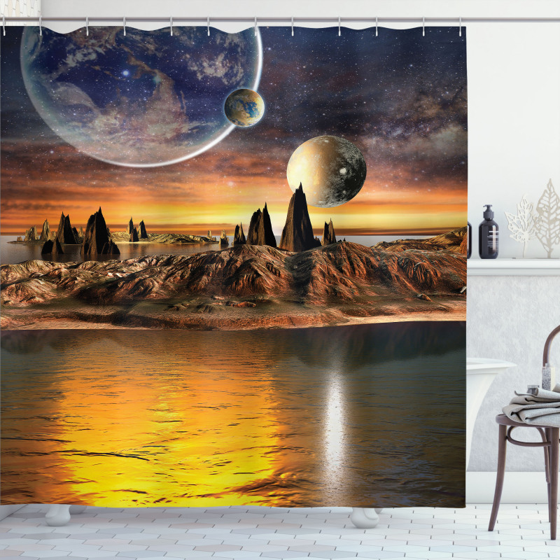 Planet Sci Fi Fantasy Art Shower Curtain