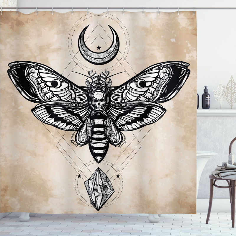 Hawk Moth Skull Magic Shower Curtain