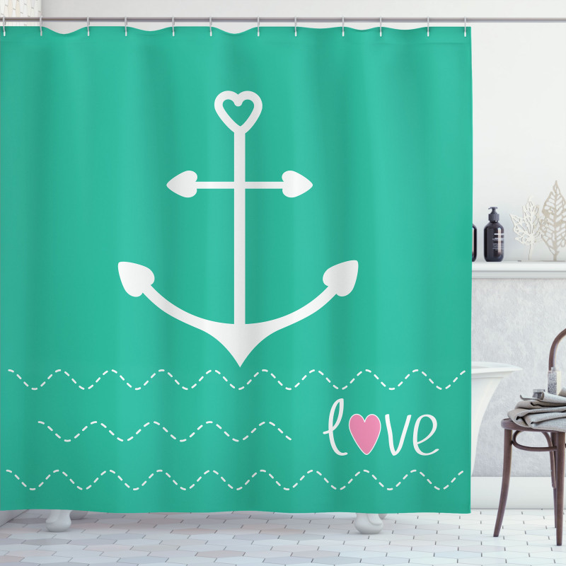 Anchor Heart Shapes Shower Curtain