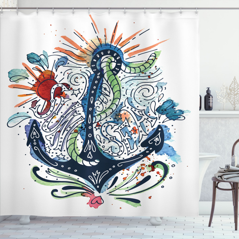 Ship Anchor with Sun Shower Curtain