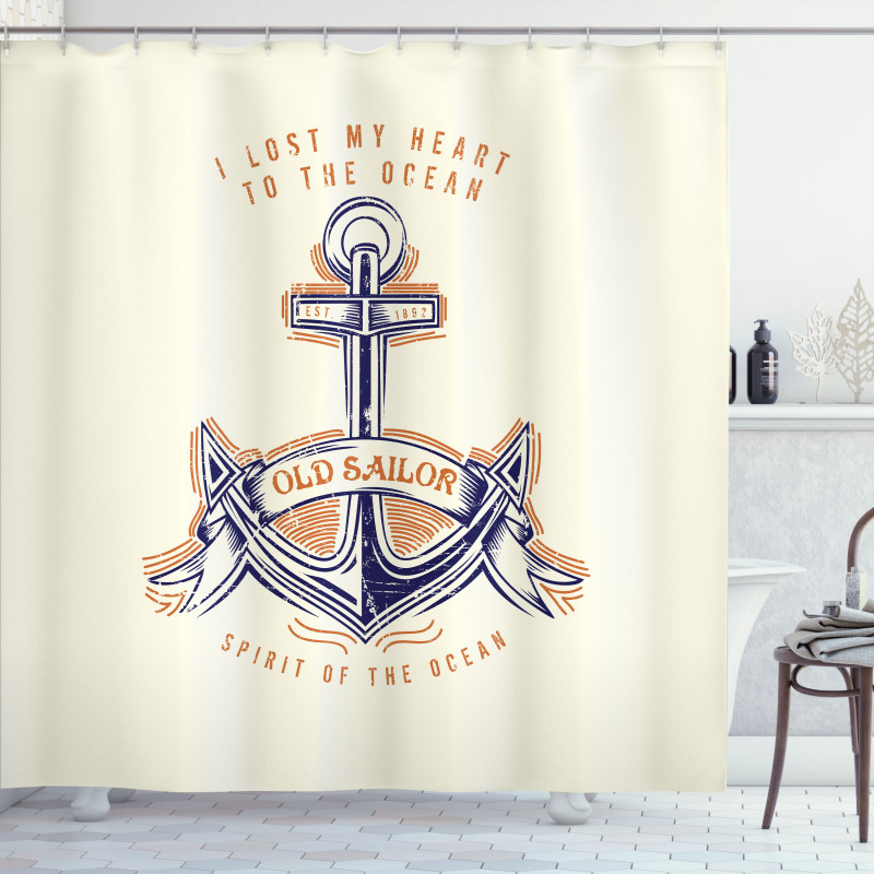 Vintage Style Anchor Sign Shower Curtain
