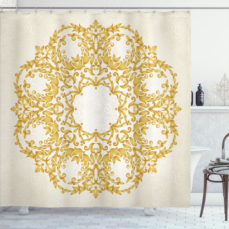 Floral Baroque Round Shower Curtain